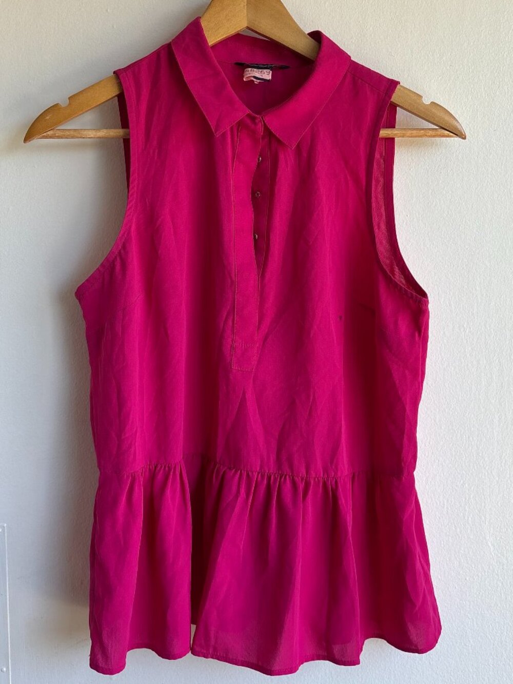 American Eagle Hot Pink Sleeveless Peplum Blouse XS